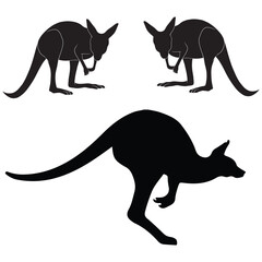 Kangaroo silhouette, Kangaroo illustration, silhouette, Kangaroo vector, set icon, silhouette, Kangaroo