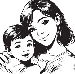 Elegant Black & White Mother’s Day Vector Design | Minimalist Line Art Illustration