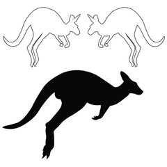 Kangaroo silhouette, Kangaroo illustration, silhouette, Kangaroo vector, set icon, silhouette, Kangaroo