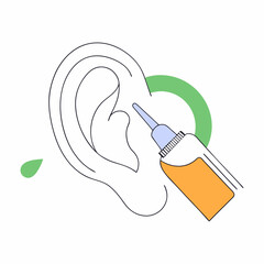 vector illustration ear syringe cleans earwax 