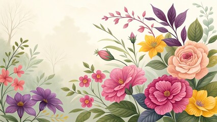 Elegant floral arrangement with pastel colors and a soft watercolor effect