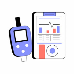 vector illustration glucometer measures blood gel