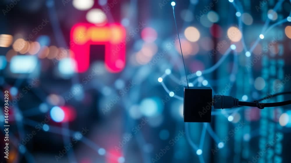 Poster digital data network connections in high speed internet technology 4k