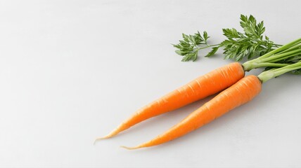 Fresh Carrots with Green Tops on White Background carrots fresh green tops vegetable orange healthy