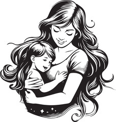 Elegant Black & White Mother’s Day Vector Design | Minimalist Line Art Illustration