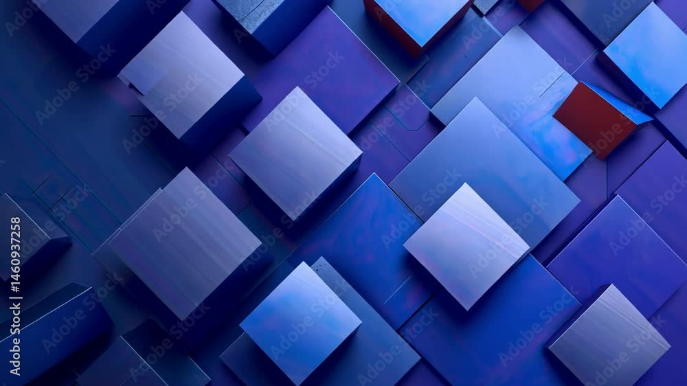 Poster abstract geometric shapes in shades of blue and purple modern composition of squares and rectangles 