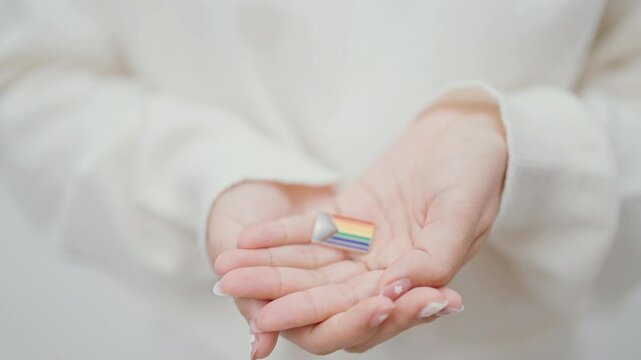 Happy pride month and LGBT or LGBTQ or LGBTQIA with rainbow flag Brooch pin for Lesbian, Gay, Bisexual, Transgender, Queer, Intersex, Non Binary, Marriage Equality Law, Pansexual and Demisexual
