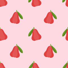 Rose apple fruit seamless for pattern fabric, simple rose apple fruit cute repeat in square background, illustration fruit pattern wallpaper