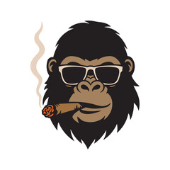 Gorilla sunglass and smoking cigarette vector illustration