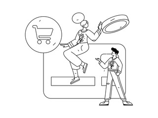 Online shopping payment security character flat vector concept operation hand drawn illustration
