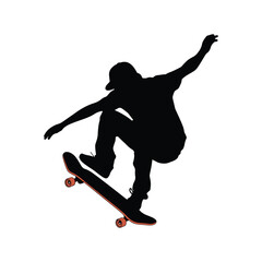 Man jumping on a ride skateboard vector art illustration