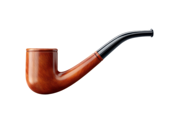 Traditional wooden smoking pipe isolated on transparent background

