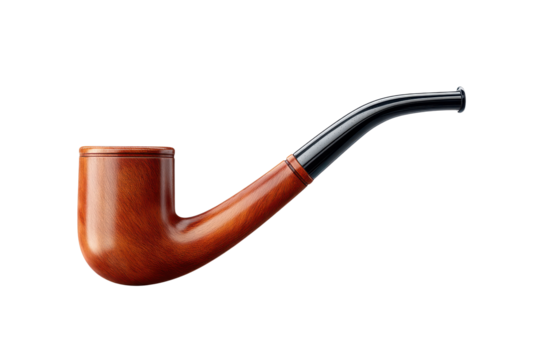 Traditional wooden smoking pipe isolated on transparent background

