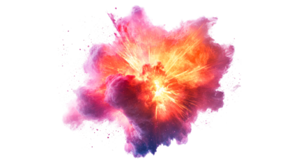 Pink and orange cosmic cloud explosion, cut out transparent