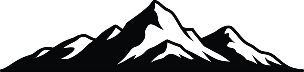 Fototapeta premium Stylized black and white mountain range graphic for outdoors and adventure concepts