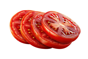 Stack of fresh tomato slices isolated on transparent background


