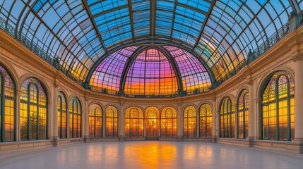 Obraz premium Grand glass dome, sunset reflection