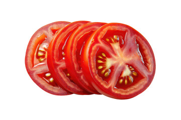 Stack of fresh tomato slices isolated on transparent background

