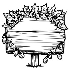 Wooden Sign Board Illustration.