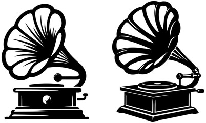 Gramophone Sketch Illustration.