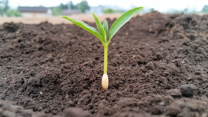 New Life: Sprout in Soil, Growth Concept sprout growth soil plant new life agriculture seedling tree