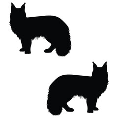 maine coon silhouette, maine coon vector, maine coon illustration, silhouette, set icon, silhouette, maine coon