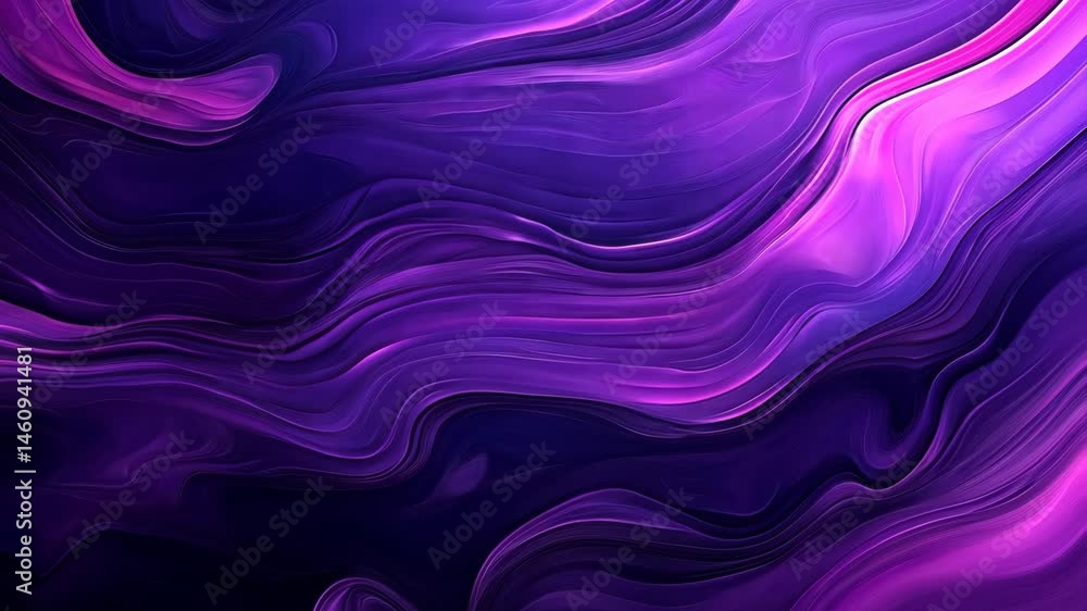 Poster vibrant abstract waves in purple create smooth texture, evoking mesmerizing flow of color.