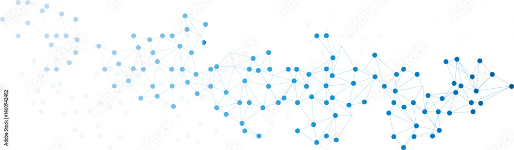 Fototapete Abstract Neural Network Connections on Transparent Background. Blue Plexus technology futuristic network