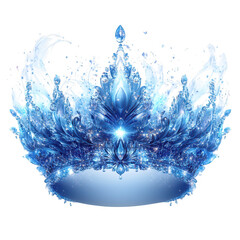 Ice crown tiara queen princess royalty frozen winter snow crystal blue fantasy digital art illustration design on transparent background © Raian