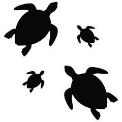 Turtles silhouette, Turtles vector, Turtles illustration, silhouette, set icon, silhouette, Turtles