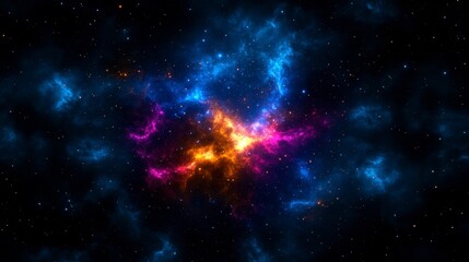 Fototapeta premium A vibrant cosmic nebula featuring brilliant colors and swirling patterns amidst the expanse of outer space