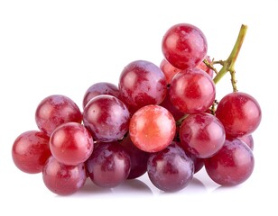 Red Grape Bunch on White Background