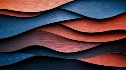 Colorful waves of painted wood panels layered in an artistic design showcasing beautiful textures and smooth gradients