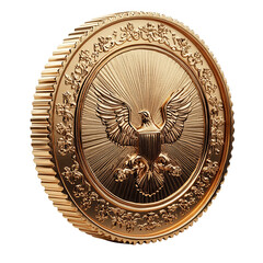 Gold eagle coin bullion investment precious metal currency finance wealth treasure asset valuable shiny object on transparent background