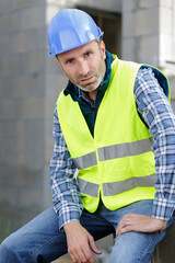 studio shot of  man construction worker