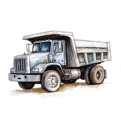 Obraz premium A Dump Truck simple cartoon drawing watercolor