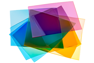 Colorful Transparent Acrylic Plastic Sheets Stacked, Cut Out Transparent