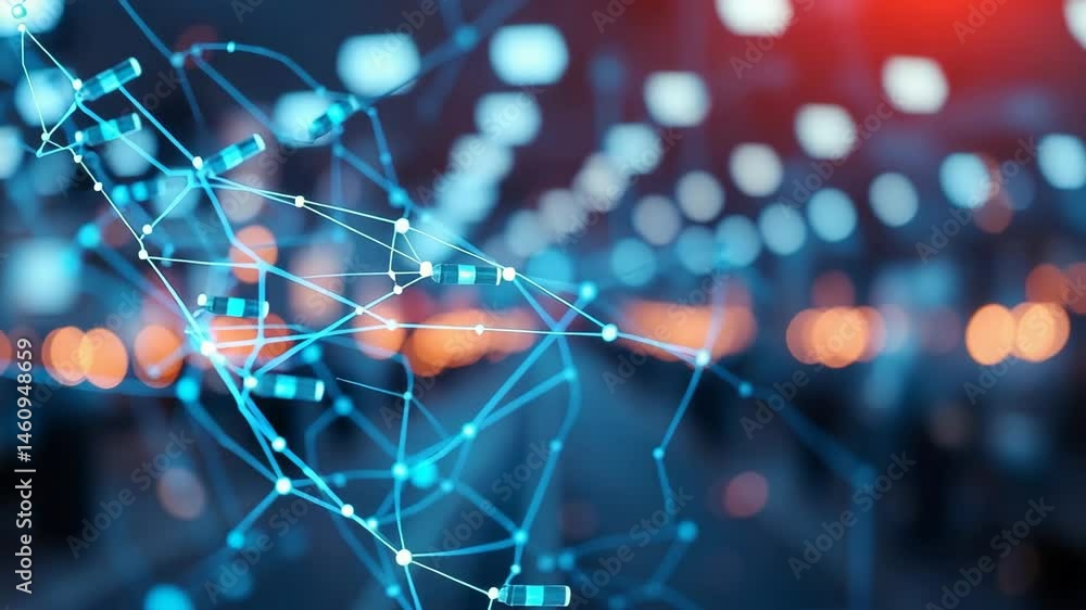 Poster digital data network connections in high speed internet technology 4k