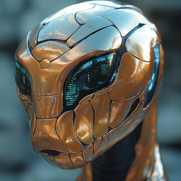 Gold alien headpiece, futuristic
