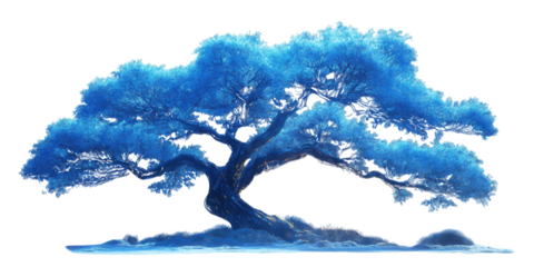 Download blue tree image for graphic design and wallpaper background with transparent background hd stock photo