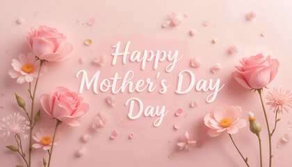 Happy mother's  day typography with flower background   