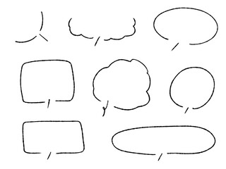 シンプルな吹き出し手描き風イラスト素材セット