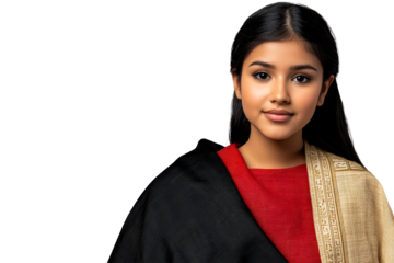 Indian Woman, Red Fabric, Shawl with Egyptian Script, cut out transparent