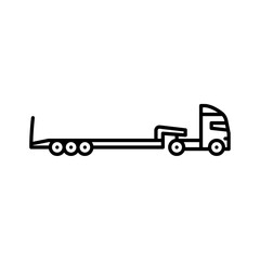 Fototapeta premium truck with flatbed trailer outline icon. flatbed truck black line illustration.