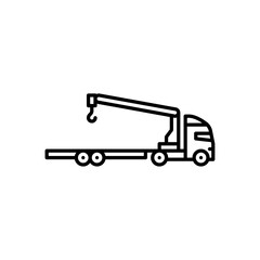 self loader truck outline icon. crane truck black line illustration.