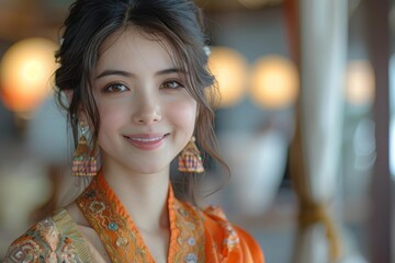 Obraz premium Portraits of woman in traditional clothing emphasize pride in cultural roots and authentic self expression, make her versatile for campaigns on diversity and heritage.