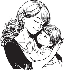Elegant Black & White Mother’s Day Vector Design | Minimalist Line Art Illustration