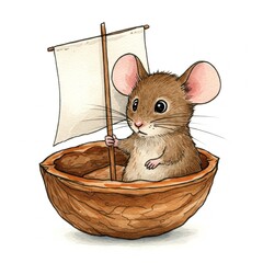 mouse in a chestnut ship
