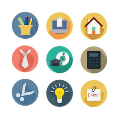 Education And Career Flat Design Icon Set Representing Knowledge And Professional Growth