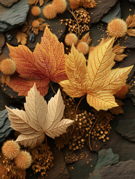 Golden Fall Leaves Artwork